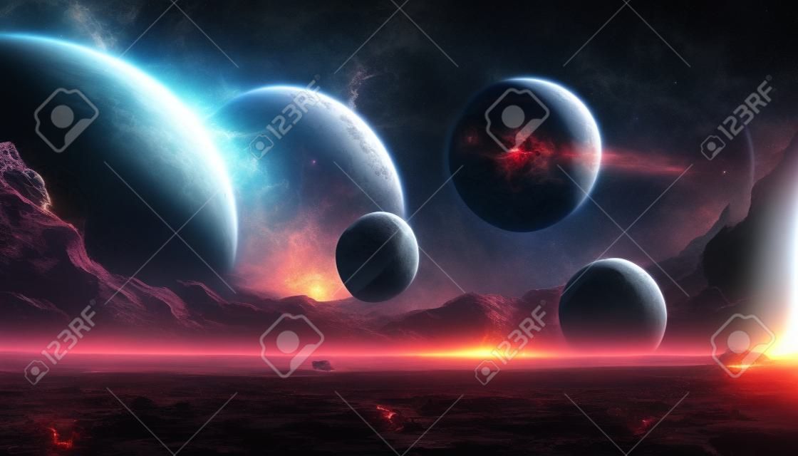 Destruction of planets concept art illustration background image