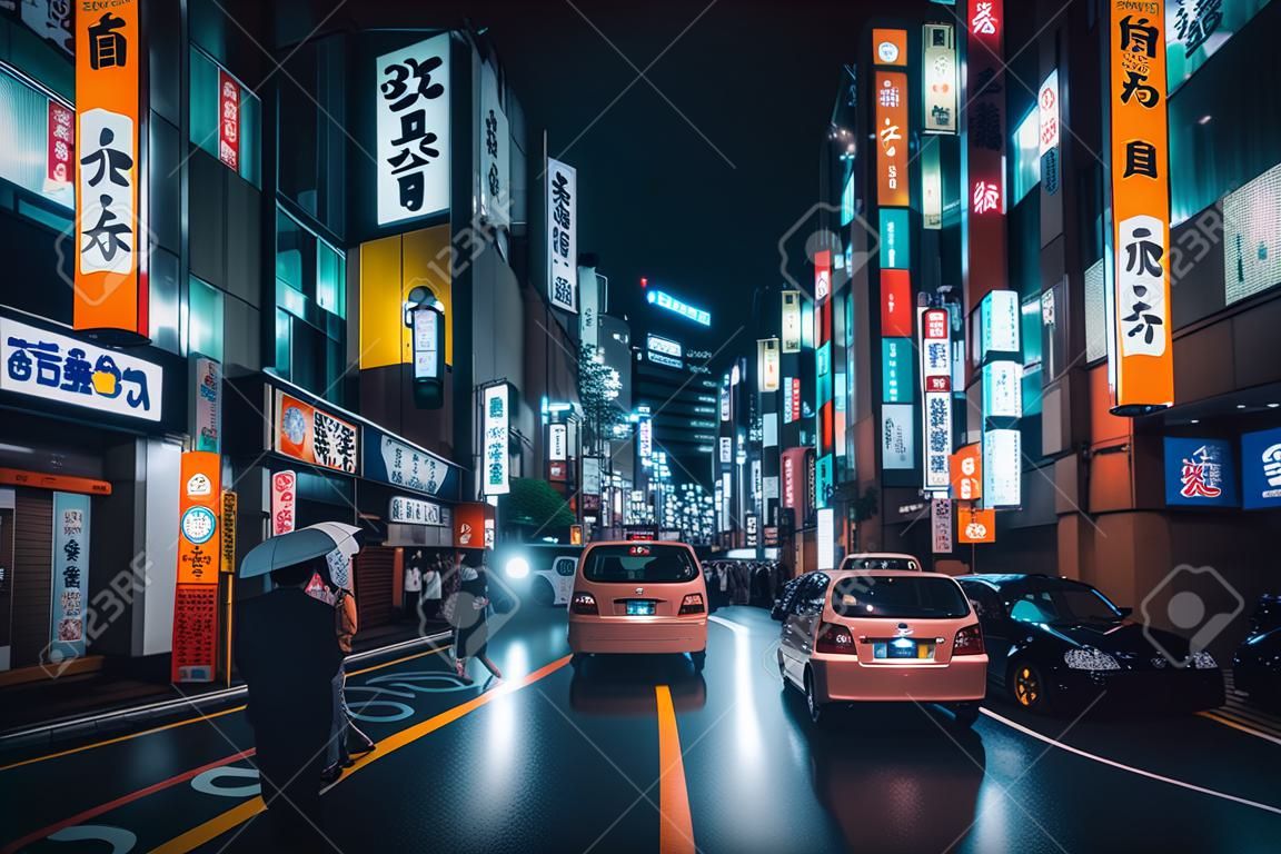 밤의 시부야 지구 시부야는 일본 도쿄의 주요 쇼핑 거리입니다