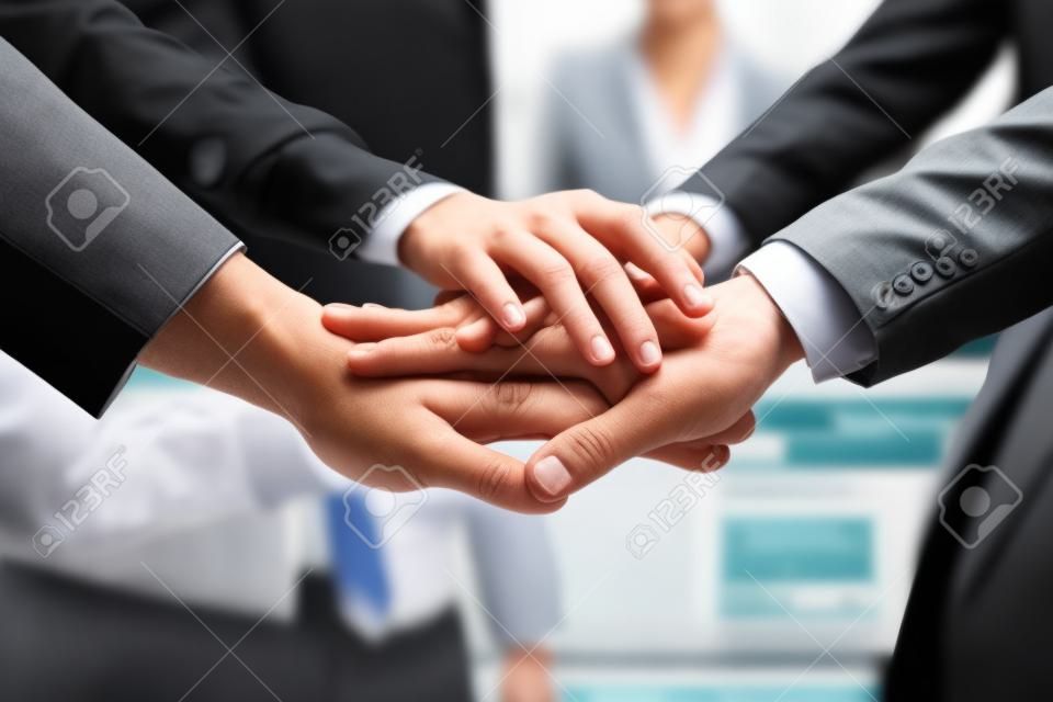 Business people Hands Assemble Corporate in Meeting and Teamwork concept. Group of teamwork and cooperation theme. Together teamwork