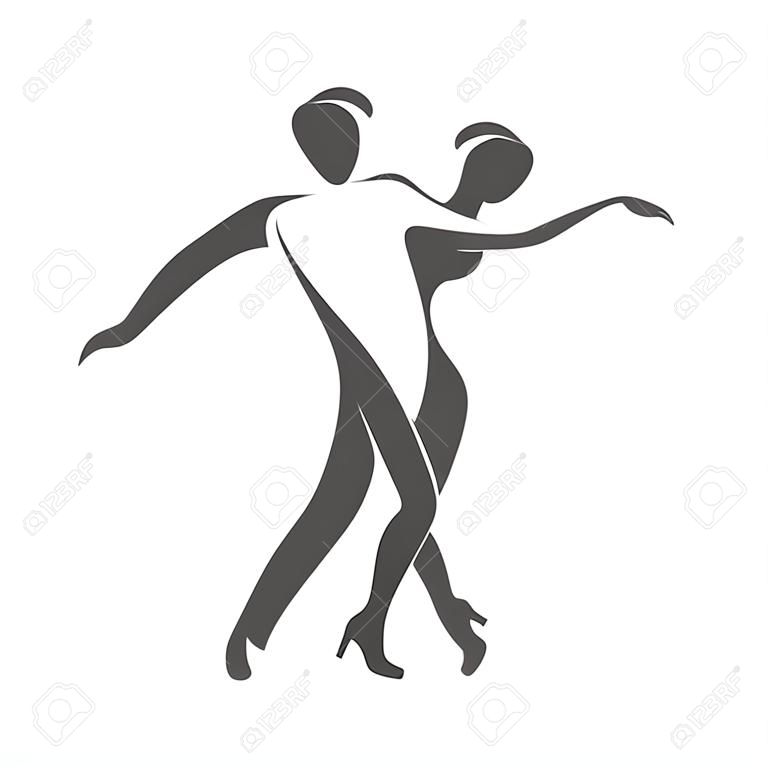 Dancing couple logo. La danse swing. Modèle de conception pour l'étiquette, bannière ou une carte postale. Raster illustration.