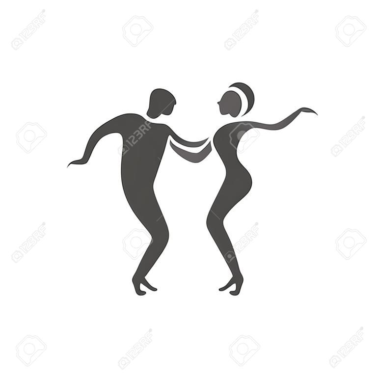 Dancing couple logo. La danse swing. Modèle de conception pour l'étiquette, bannière ou une carte postale. Raster illustration.
