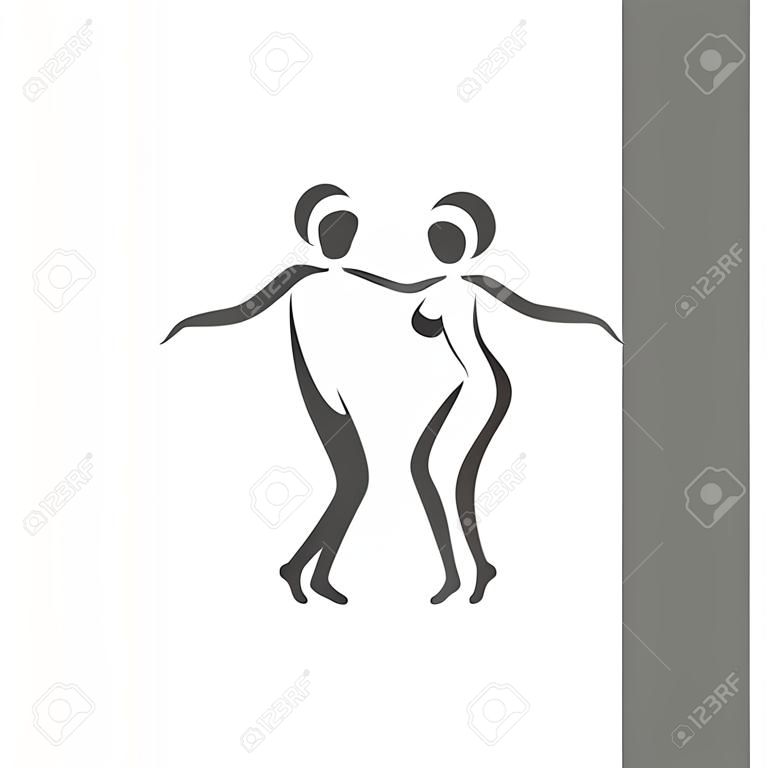 Tanzenpaare Logo. Swing-Tanz. Design-Vorlage für Etiketten, Banner oder Postkarte. Raster-Darstellung.