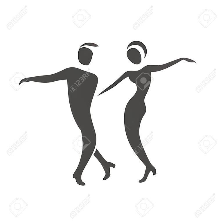 Dansend koppel logo. Swing dance. Design template voor label, banner of ansichtkaart. Raster illustratie.