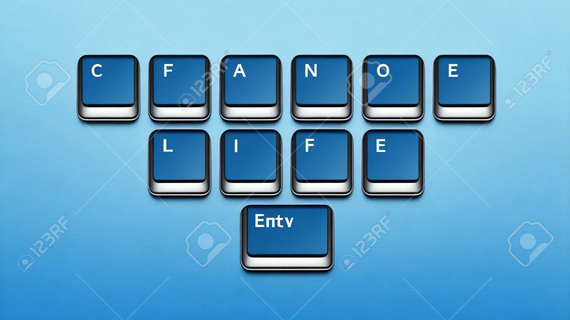 Phrase Changer la vie sur le clavier et la touche Entrée. Vector illustration de concept.
