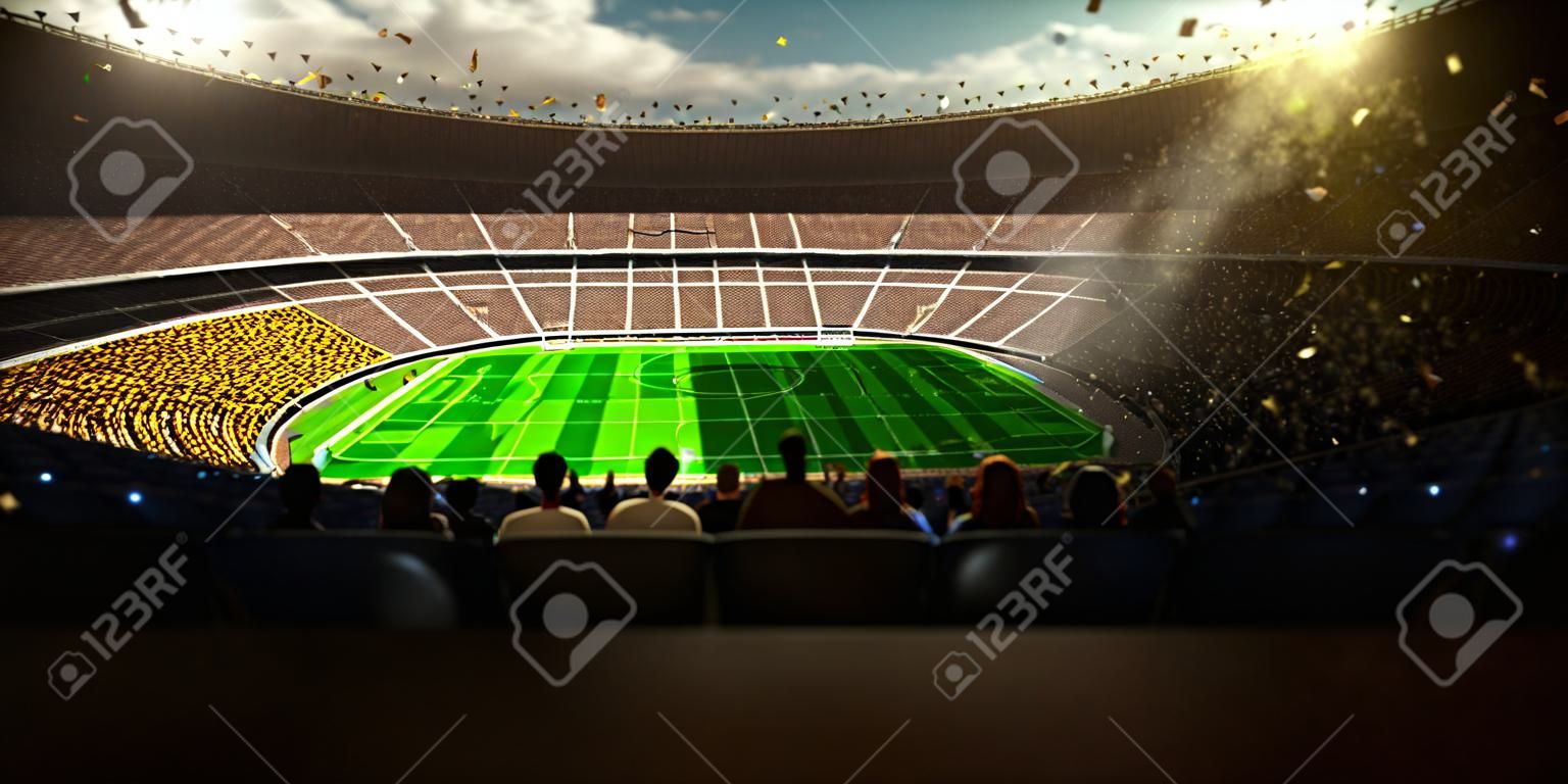 Football Arena Stadion Tag Meisterschaft zu gewinnen. Konfetti und Lametta
