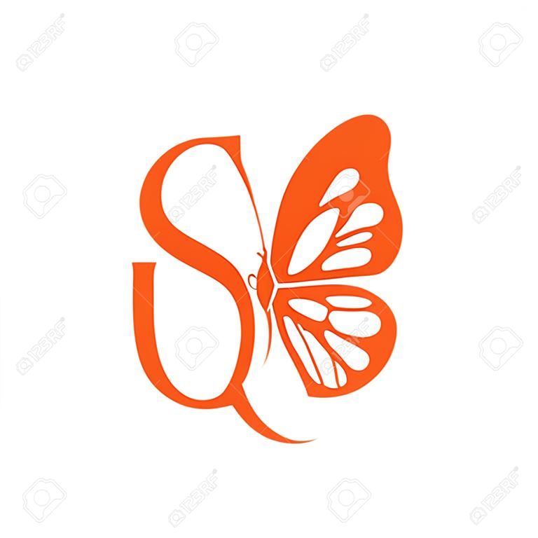 Carta inicial S com borboleta