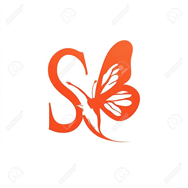 Eerste letter S met vlinder