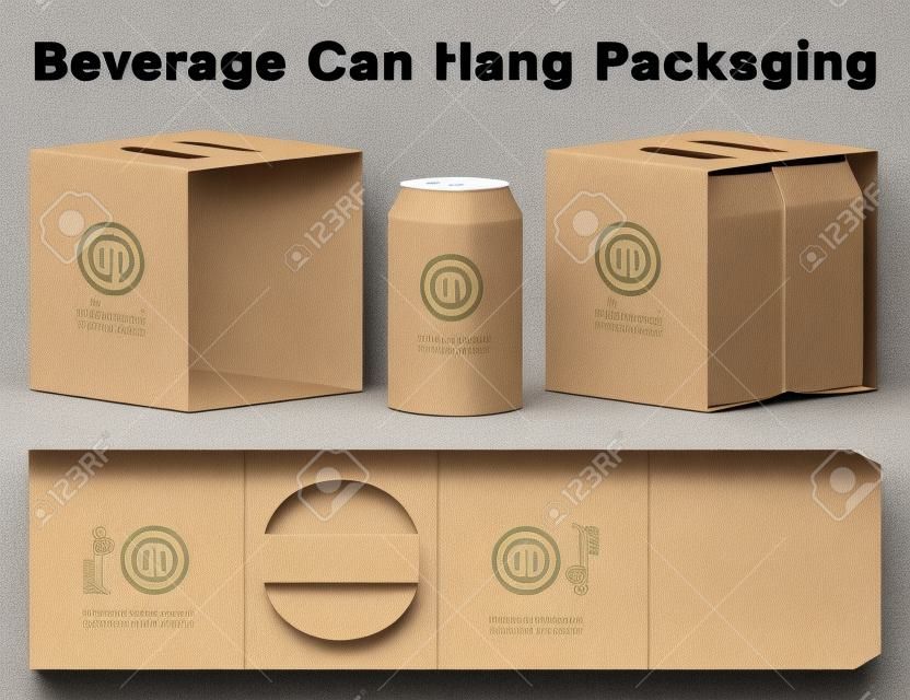 Can packaging die cut template design. 3d mock-up illustration.