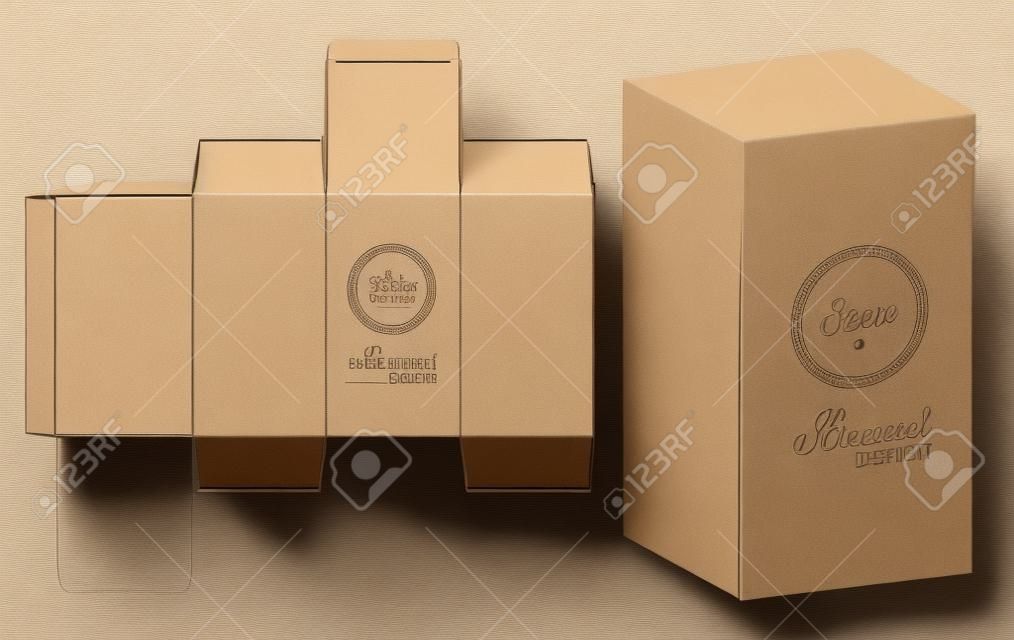 Progettazione del modello fustellato imballaggio della scatola.