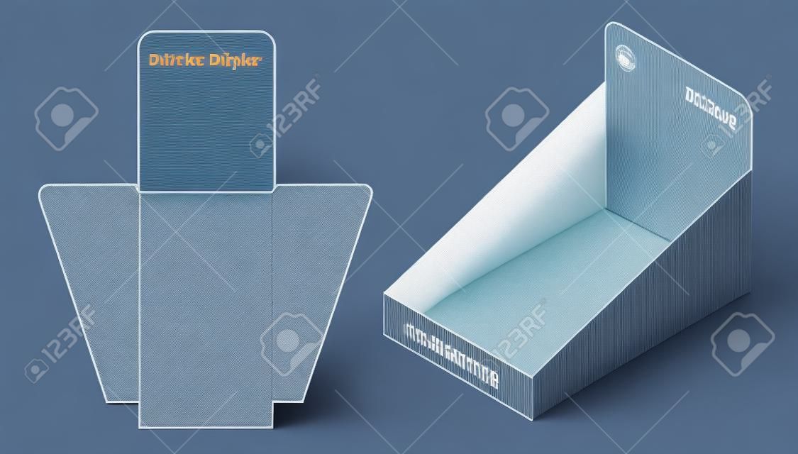 container display 3d mockup with dieline template