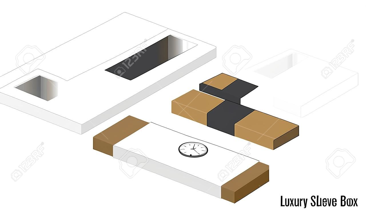 럭셔리 시계 소매 상자 모형 다이 라인 템플릿