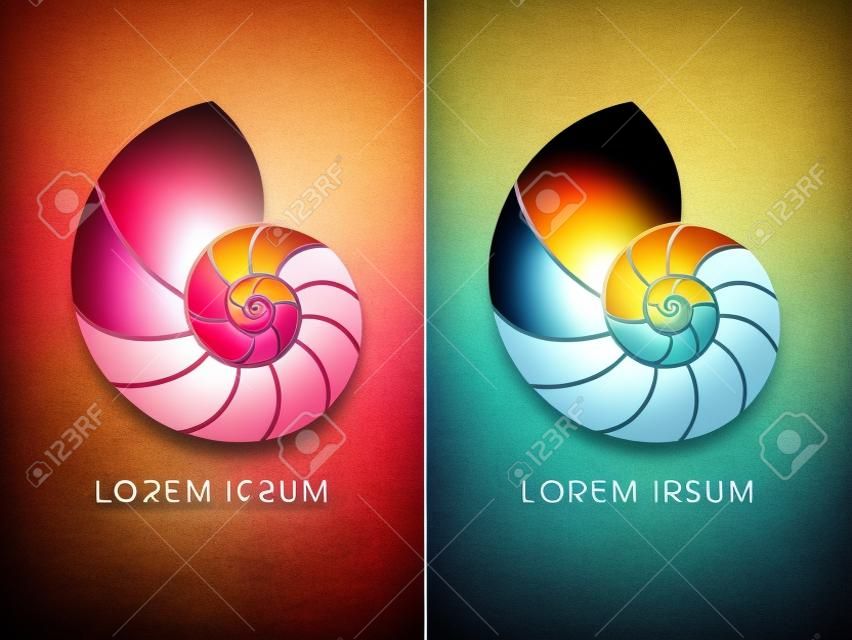 Silhouette Sea shells Conch  designed using colorful line sign logo symbol icon graphic vector.