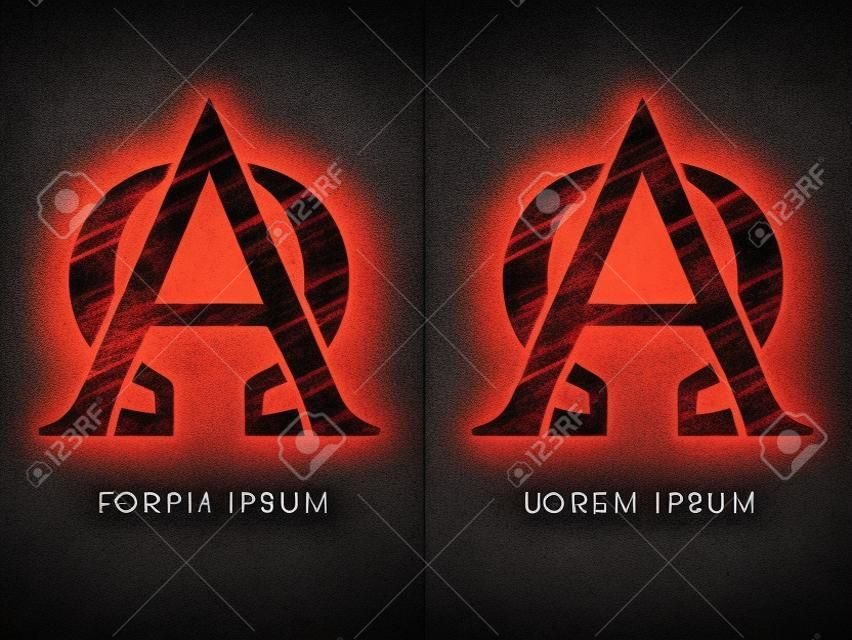 Alpha and omega ,Font grunge destroy, graphic vector.