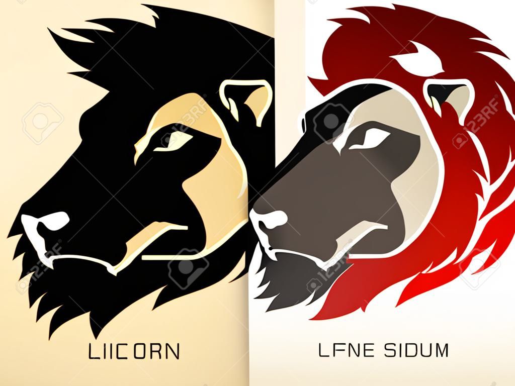 Head Lion and Lioness graphic vector.