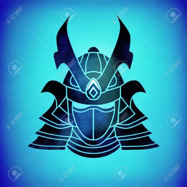 Samurai masker ontworpen met behulp van blauwe grunge penseel grafische vector.