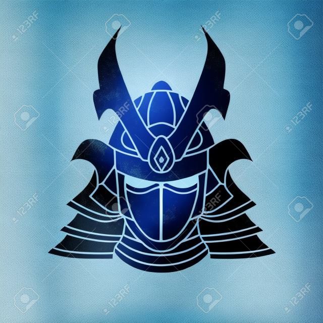 Samurai masker ontworpen met behulp van blauwe grunge penseel grafische vector.
