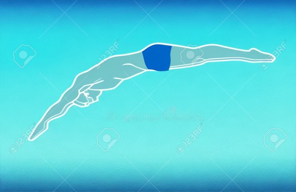 Man jumping into swimming pool graphic vector