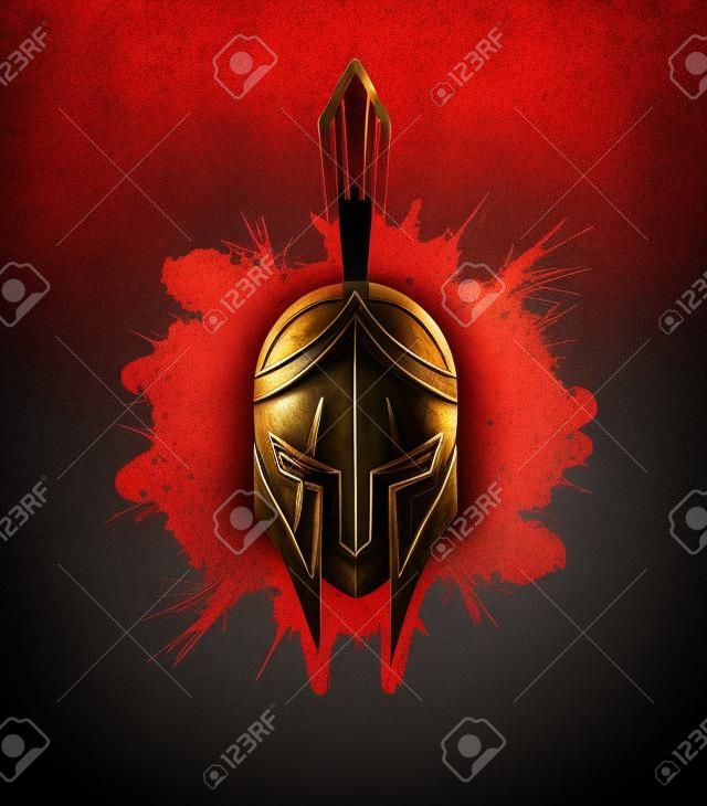 Casco Romano O Griego, Casco Espartano, Rostro De Angry Warrior Diseñado En  El Vector Gráfico De Salpicaduras De Sangre Ilustraciones svg, vectoriales,  clip art vectorizado libre de derechos. Image 91602939