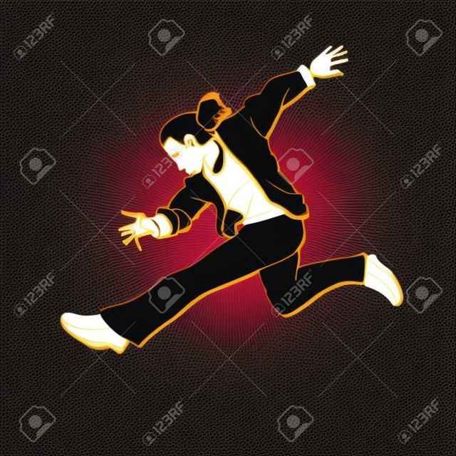 Dancing action, dancer training graphic vector.