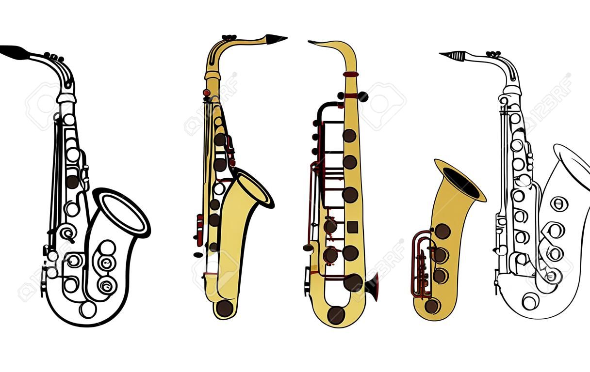 Saxophon-Instrument-Cartoon-Musik-Grafik-Vektor