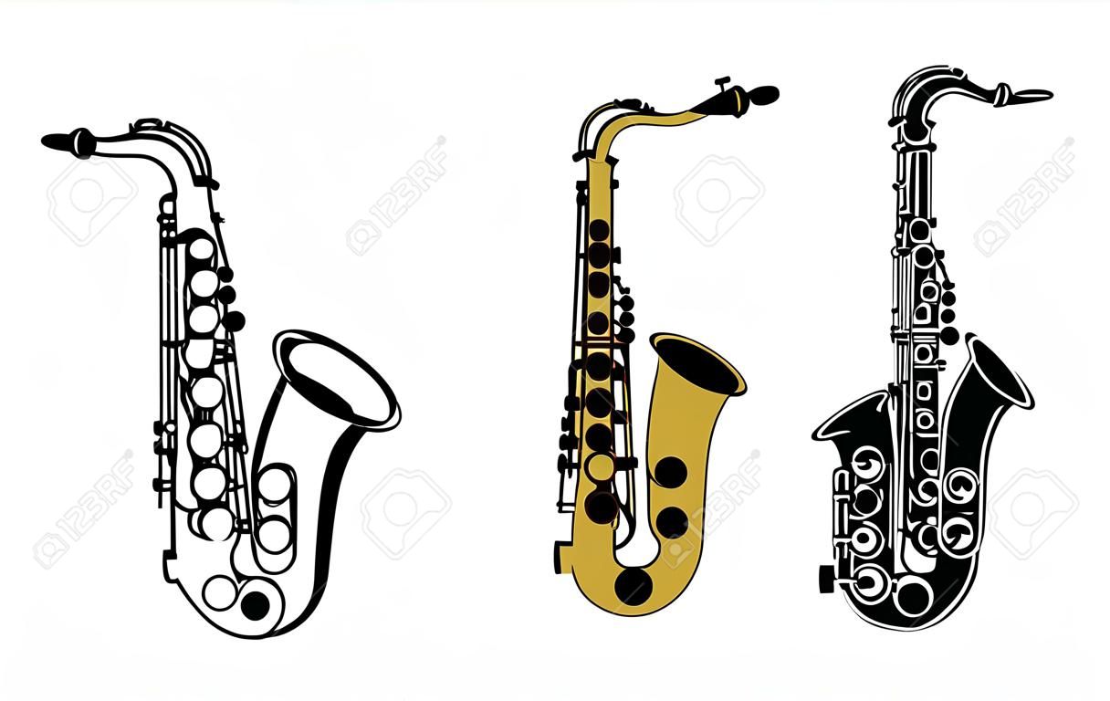 Vecteur graphique de musique de dessin animé instrument saxophone