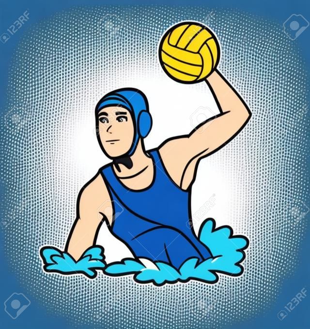Water Polo player cartoon graphic vector