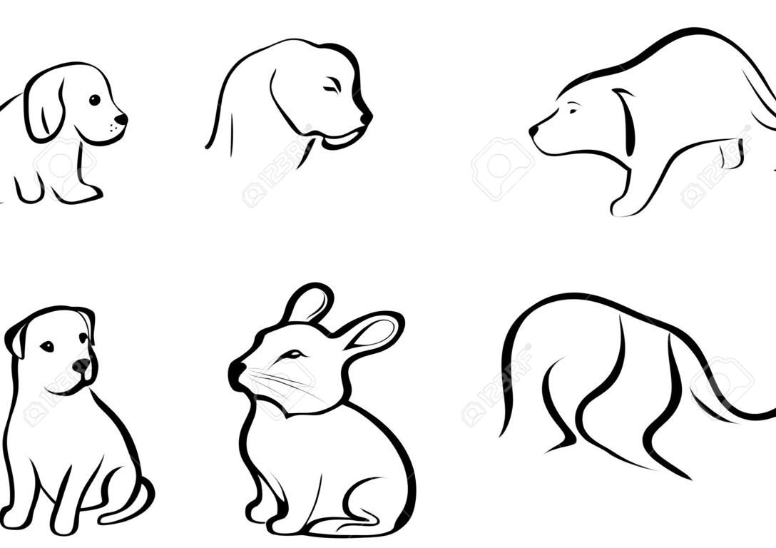 Animali domestici disegnati al tratto