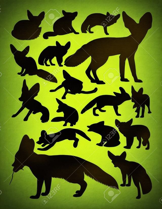 Fennec fox animal silhouettes. Good use for symbol, logo, web icon, mascot, sign, or any design you want.