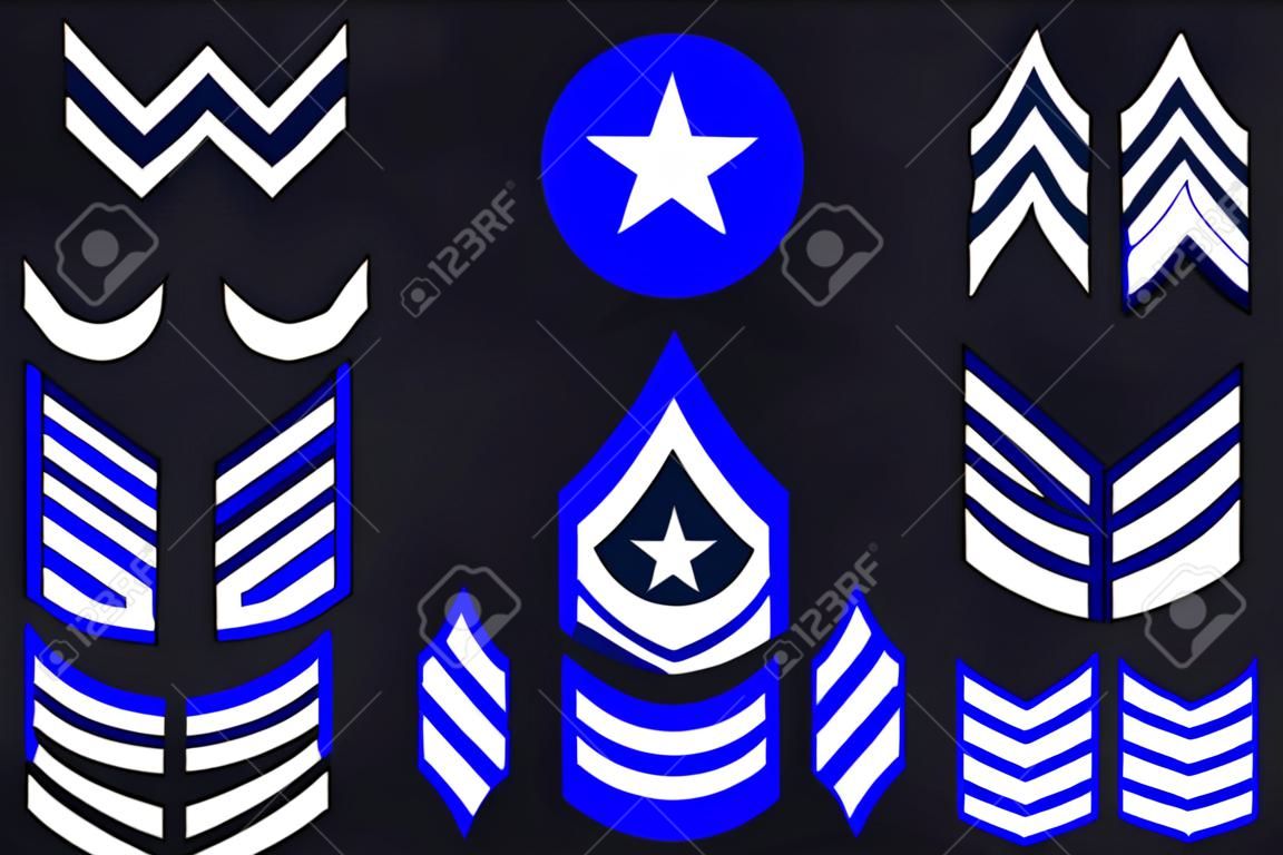 Military Ranks Stripes and Chevrons. Vector Set Army Insignia. Sergeant's Staff