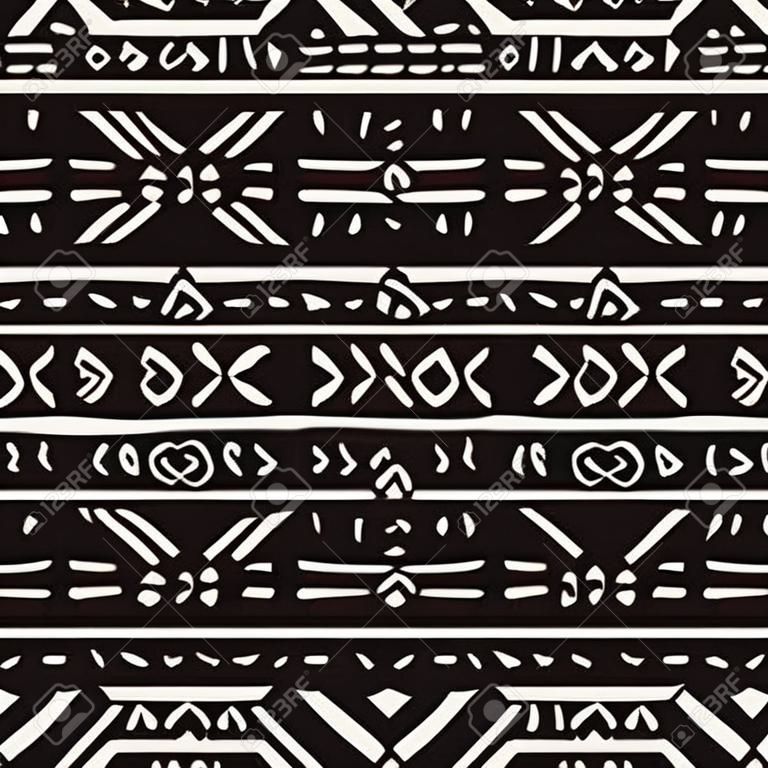 African Print Fabric. Vector Seamless Tribal Pattern. Traditional Ethnic Hand Drawn Ornament for your Design Cloth, Carpet, Rug, Pareo, Wrap
