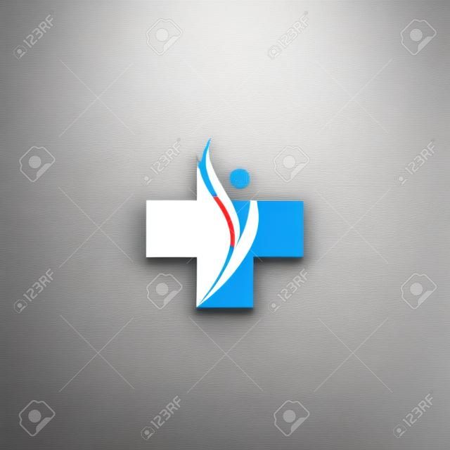Ein Logo für die Klinik, Pharmaunternehmen. Logo des Hausarztes, Erste Hilfe. Gesundheits- und Medizinschrank