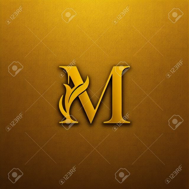 Golden M Initial Letter ícone de luxo, vintage luxuoso vector design conceito alfabeto letra para negócios de luxo.