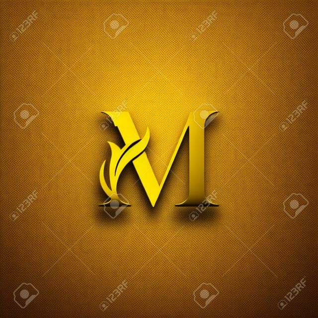 Golden M Initial Letter ícone de luxo, vintage luxuoso vector design conceito alfabeto letra para negócios de luxo.