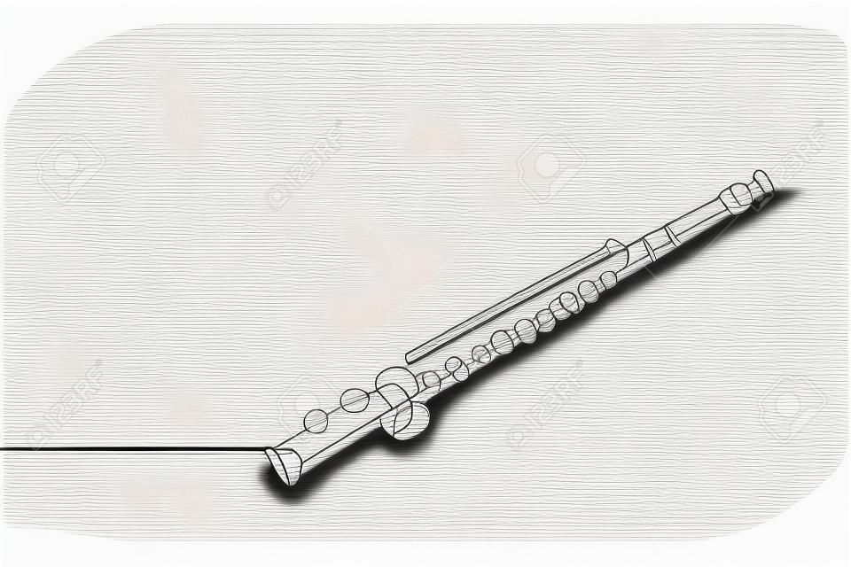 古典的なフルートの1つの連続した線画。管楽器のコンセプト。モダンな単線描画デザインベクトルグラフィックイラスト