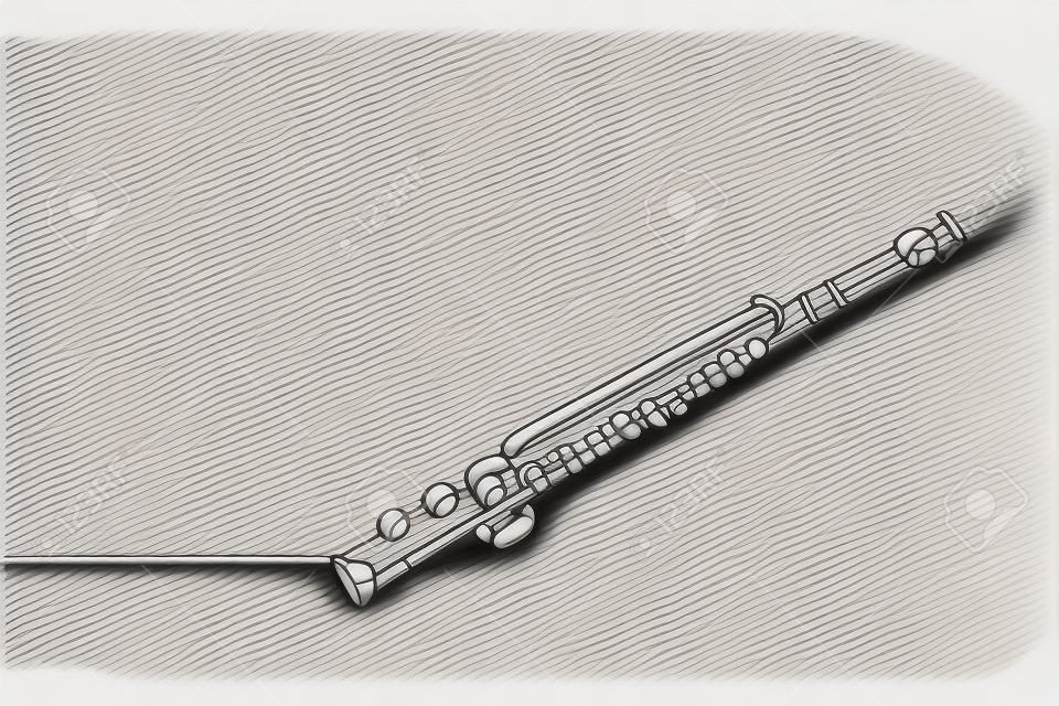 Un disegno a linea continua di flauto classico. Concetto di strumenti musicali a fiato. Illustrazione grafica vettoriale moderna con disegno a linea singola