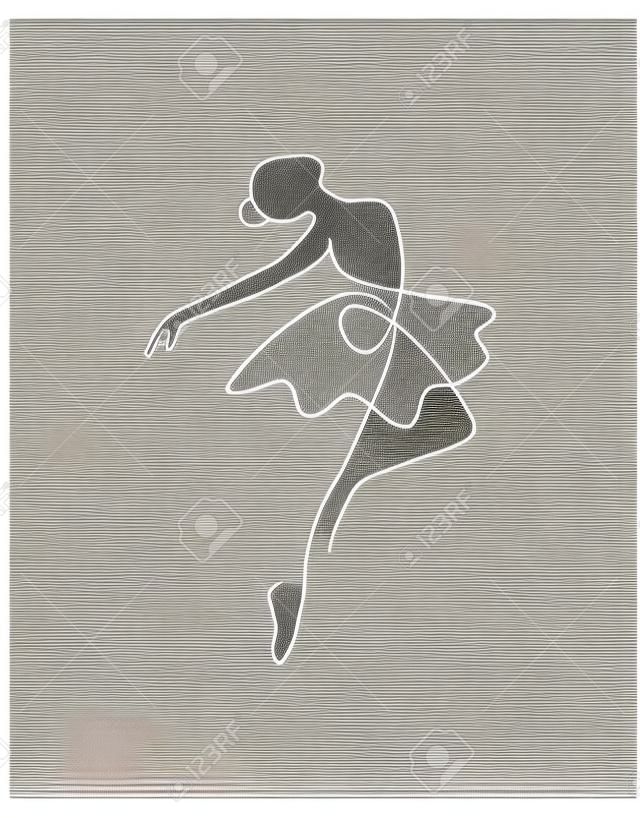 Un'illustrazione di vettore della ballerina della donna del disegno a linea singola. Concetto di movimento di danza di spettacolo di ballerino piuttosto minimalista. Stampa di moda poster da parete. Design grafico moderno con linea continua