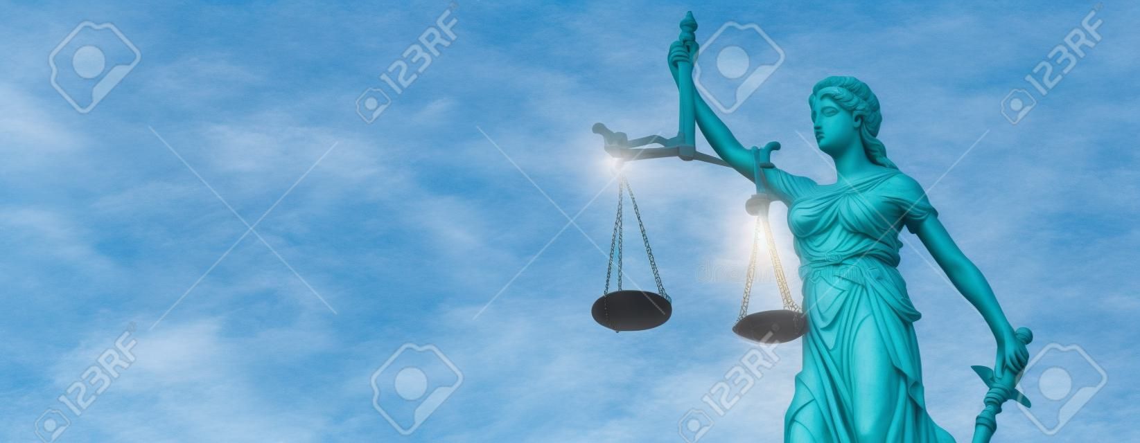 Lady justice. Statue of Justice on sky background. Legal and law concept