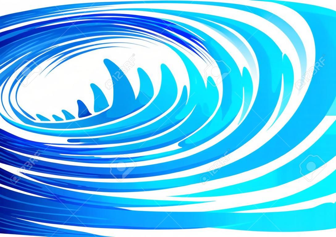 Blue wave isolated on white background, water splash vector