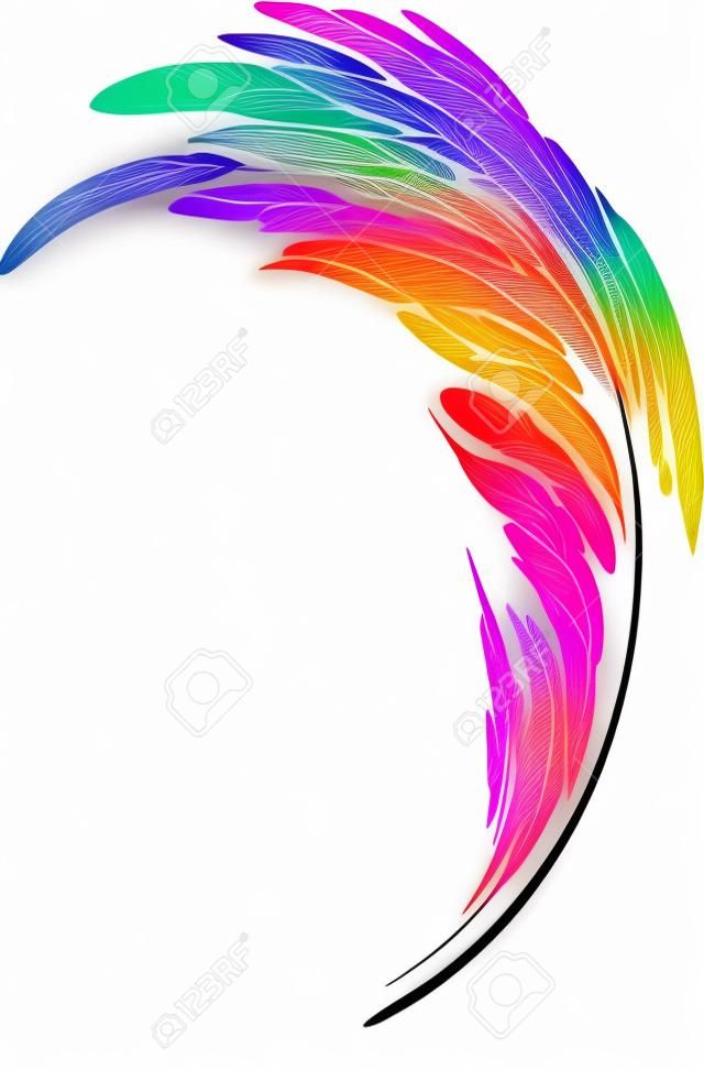 Разноцветная ручка искусства перо на белом фоне