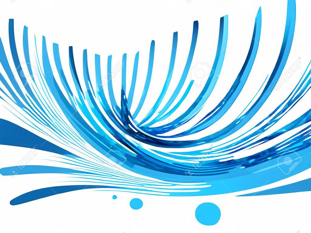 Blue wave on white background, design element
