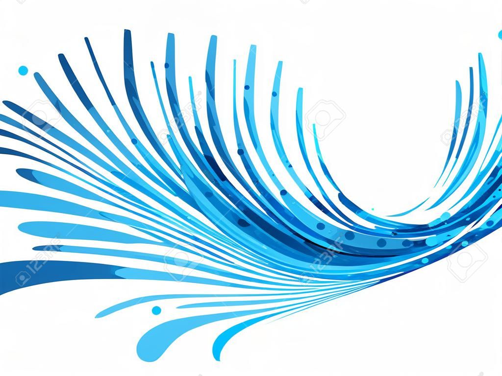 Blue wave on white background, design element