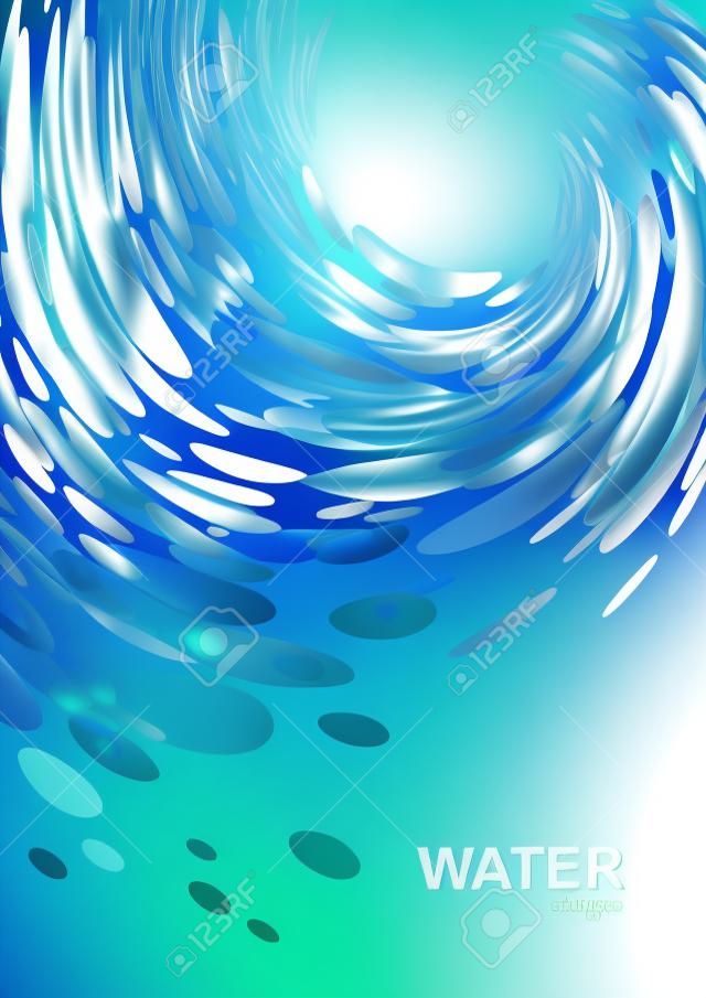 Fond abstrait vague, modèle lumineux, eau bleue sur blanc