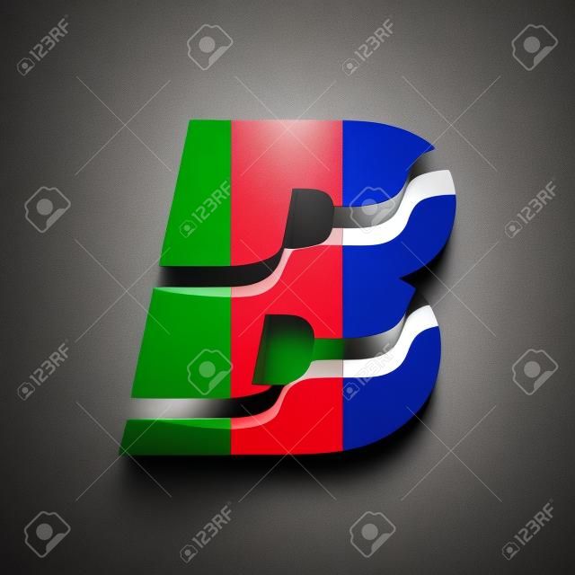 Colored italy flag logo combined alphabet letter B dotted on dark background