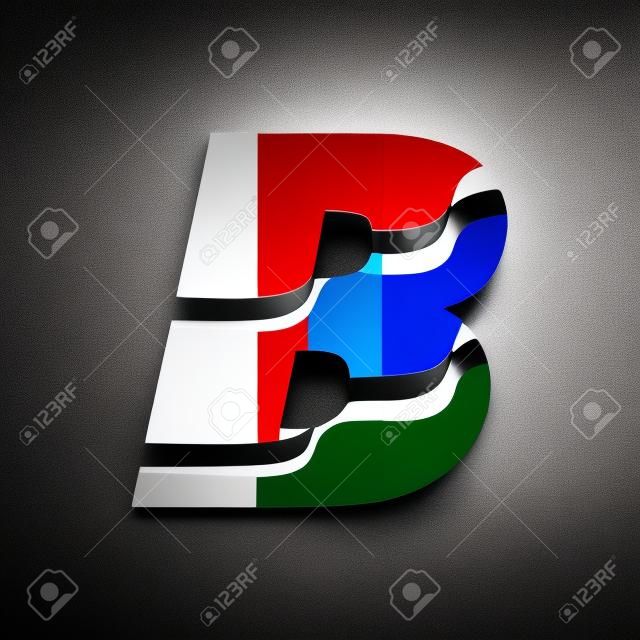 Il logo della bandiera italiana colorata ha combinato la lettera b dell'alfabeto punteggiata su sfondo scuro