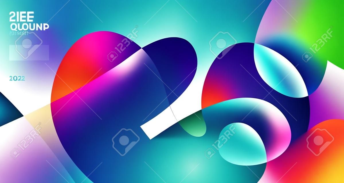 Vector colorful abstract geometric fluid background for banner 2023 design