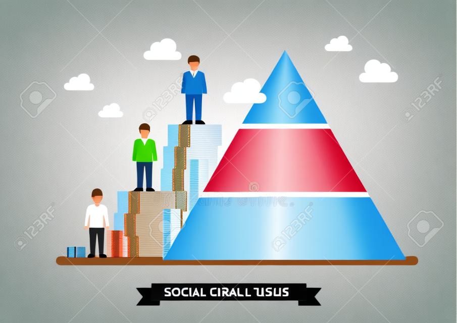 Sosyal sınıf piramidi. Vektör çizim