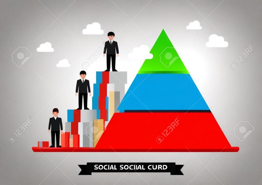 Szociális osztályú piramis. Vektoros illusztráció
