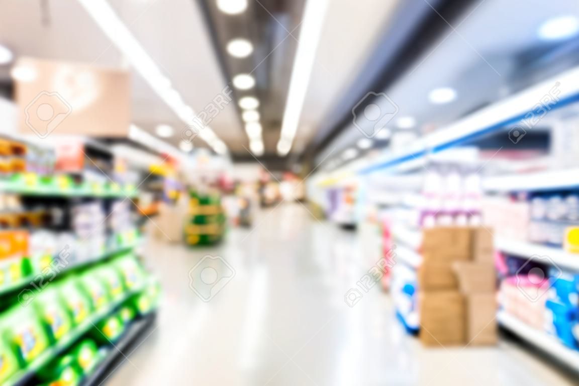Résumé flou supermarché et centre commercial au détail sotre intérieur pour le fond