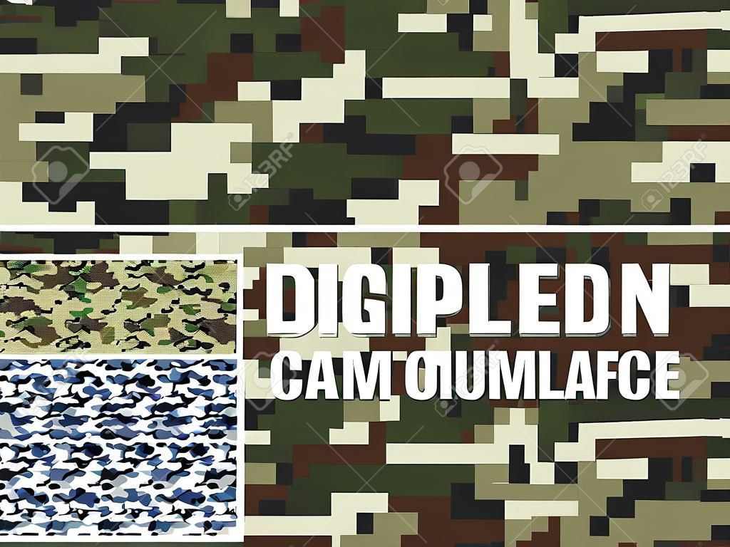 Cztery różne kolory cyfrowy kamuflaż wojskowy wzór dla tła, odzież, odzieży tekstylnej, tapety bardzo łatwy w użyciu, wystarczy kliknąć Camouflage wzorca próbkę koloru