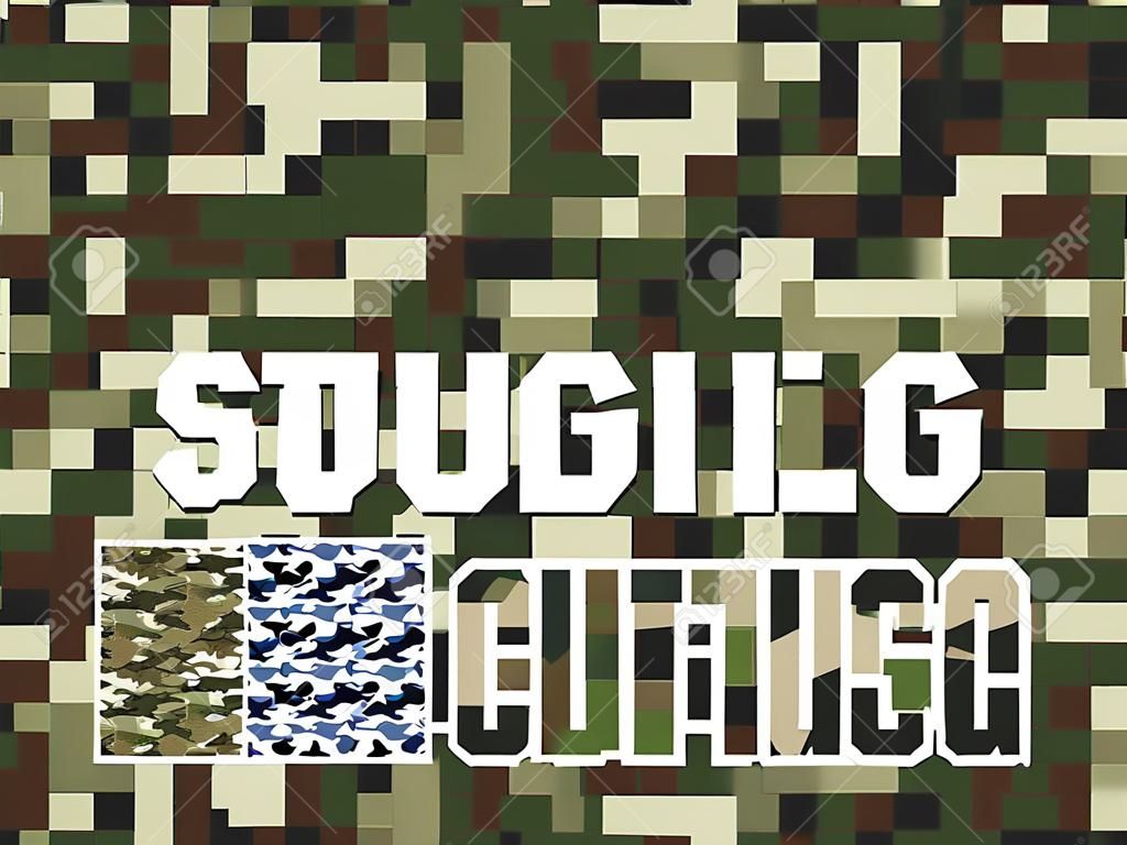 Four different colors digital camouflage military pattern for background, clothing, textile garment, wallpaper  Very easy to use, just click the camouflage pattern in color swatch